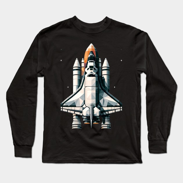 Geometric Orbiter | Space Shuttle Design Tee | Astronautics Long Sleeve T-Shirt by Graphic Wonders Emporium